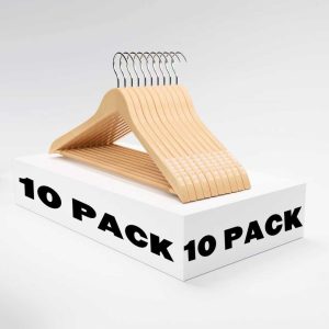 10 Ergonomic Wooden Hangers with 360° Swivel Hook