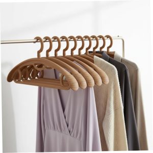10 Wide Shoulder Brown Plastic Hangers with 360° Rotation
