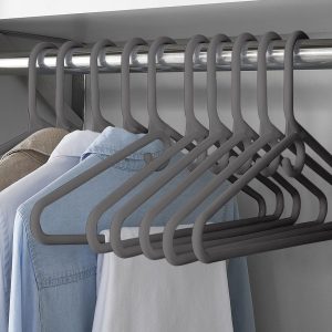 10 Grey Heavy Duty Velvet Non-Slip Plastic Clothes Hangers