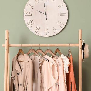 10 Walnut Heavy Duty Wooden Coat Hangers with Pants Bar