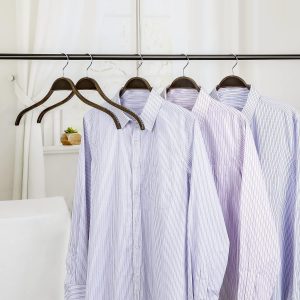 10 Antique Slim Wooden Hangers with Soft Non-Slip Rubber Grips
