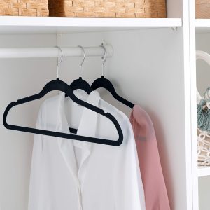 10 Super Slim Black Velvet Huggable Hangers